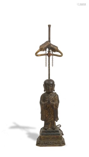 Bronze Buddha Statue Made into a Lamp, Ming明代 銅佛像（臺燈）