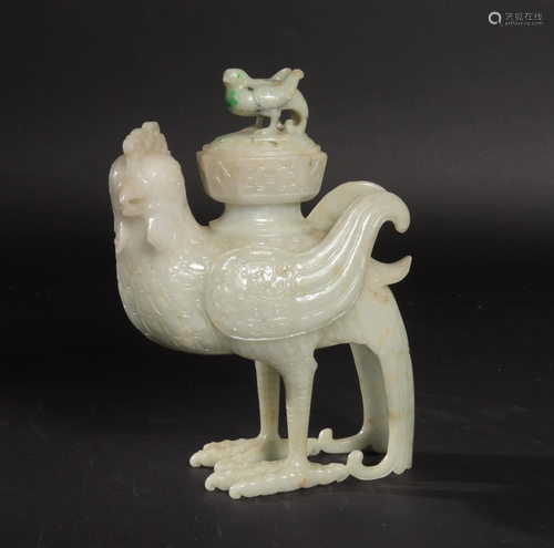 Chinese Jadeite 'Phoenix' Censer翡翠天雞瓶