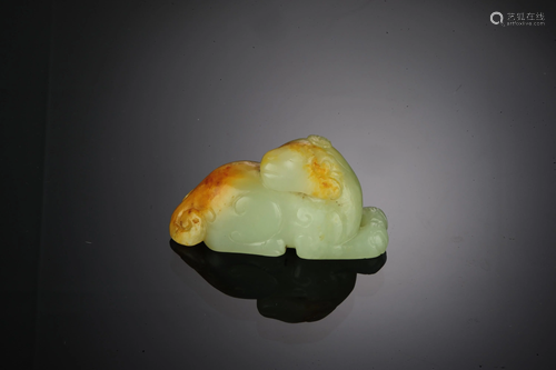 Chinese White Jade Sheep Carving, Ming Dynasty明代 玉臥羊