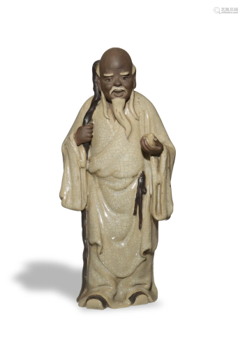 Shiwan Pottery Figure by Pan Yushu, Early-20th Century二十世紀早 潘玉書制石灣窯壽星