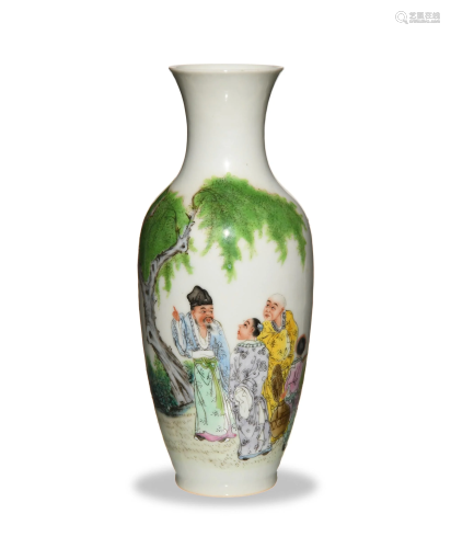 Chinese Famille Rose Vase, Republic民國 粉彩人物瓶