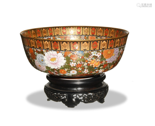 Japanese Kutani Mille-Fleur Bowl, Meiji Period明治時期 日本花卉紋碗