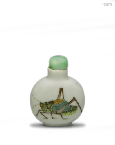 Imperial CHI. Snuff Bottle with Crickets, Daoguang清道光 粉彩蟋蟀煙壺