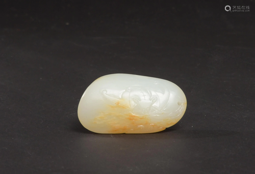 Chinese White Jade with Skin Toggle, 18-19th Century十八/十九世紀 白玉雕蘭花紋掛墜