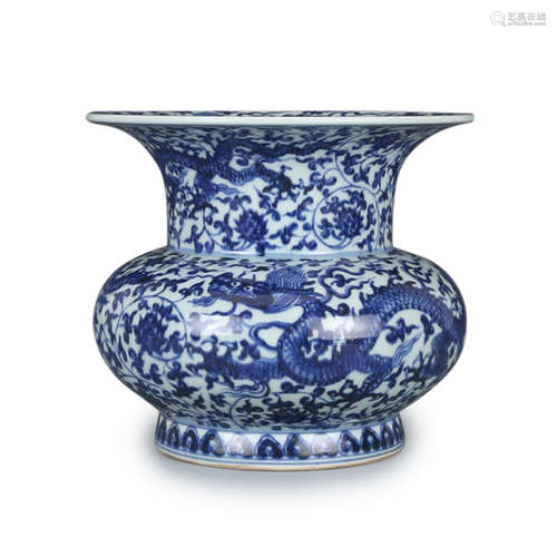 BLUE AND WHITE 'DRAGON' SPITTOON