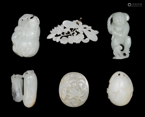 Group of 6 Chinese Jades, 18-19th Century十八/十九世紀 各式玉件六個