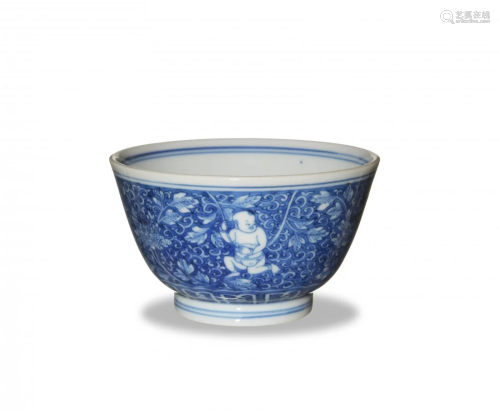 Chinese Blue-&-White Cup with Boys, Kangxi清康熙 青花嬰戲杯