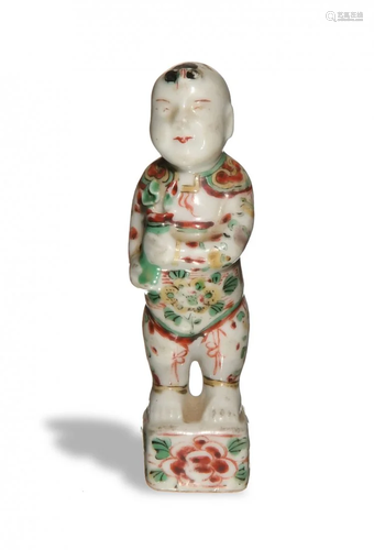 Chinese Wucai Statue of Boy, 17th Century十七世紀 五彩童子