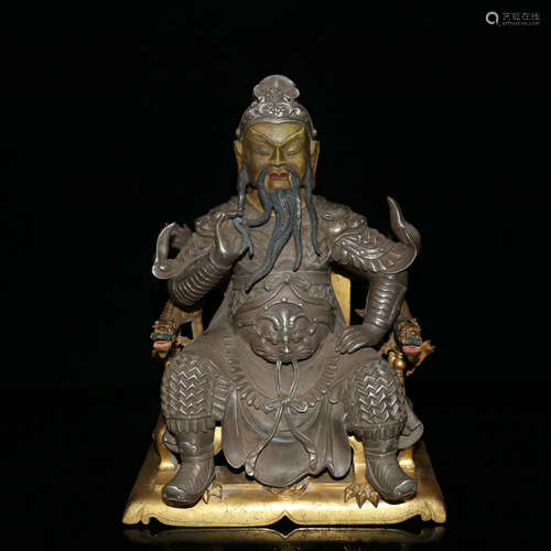 SILVER CAST 'GUAN GONG' SEATED FIGURE