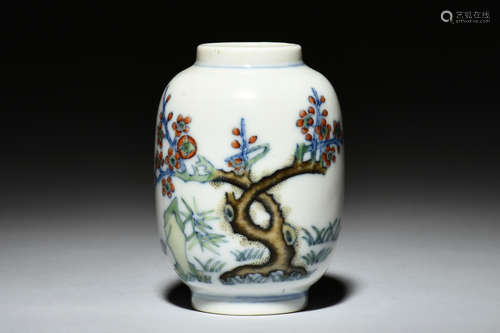 DOUCAI 'PLUM FLOWERS' SMALL JAR