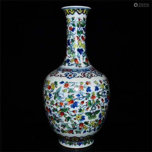 DOUCAI 'BUTTERFLIES AND FLOWERS' VASE