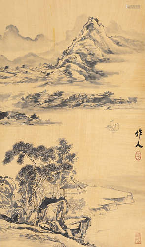 WU ZUOREN: INK ON PAPER PAINTING 'LANDSCAPE SCENERY'