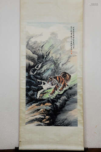 ZHANG SHANMA: INK AND COLOR ON PAPER PAINTING 'TIGER'