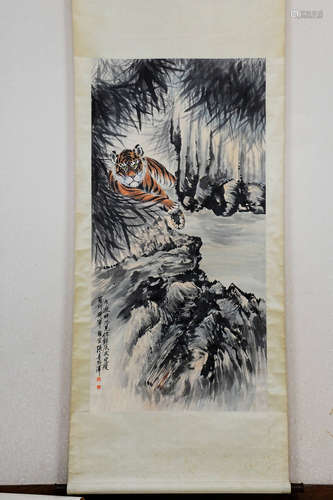 ZHANG SHANMA: INK AND COLOR ON PAPER PAINTING 'TIGER'