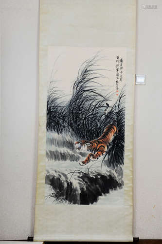 ZHANG SHANMA: INK AND COLOR ON PAPER PAINTING 'TIGER'