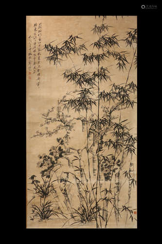 ZHENG BANQIAO: INK ON PAPER PAINTING 'BAMBOO GROVE'