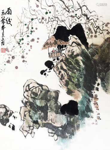 LI WENXIN: INK AND COLOR ON PAPER PAINTING 'AFTER RAIN'