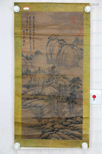 WU GUANDAI: INK AND COLOR ON PAPER PAINTING 'LANDSCAPE SCENERY'