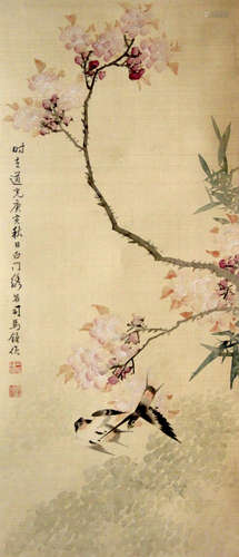 SI MAZHONG: INK AND COLOR ON SILK PAINTING 'FLOWERS AND BIRDS'