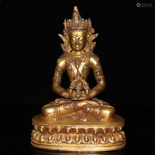 GILT BRONZE CAST 'BODHISATTVA' SEATED FIGURE