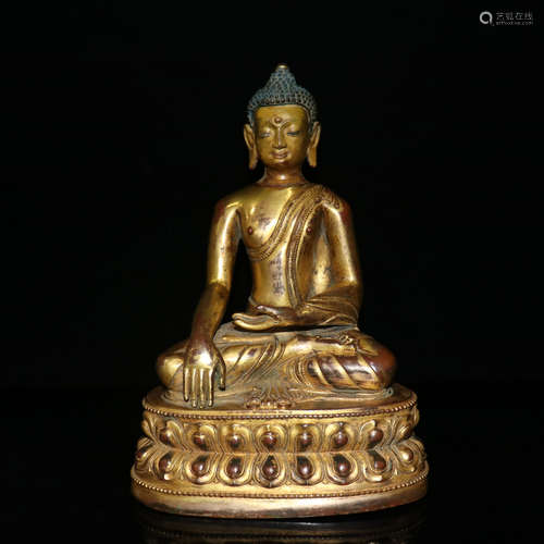 GILT BRONZE CAST 'SHAKYAMUNI' SEATED FIGURE