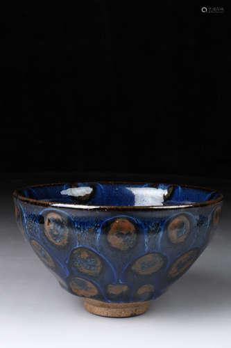 JIAN WARE BLUE AND BROWN INFUSED BOWL