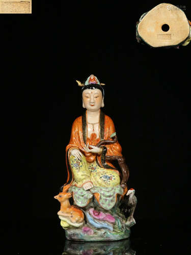 FAMILLE ROSE 'GUANYIN' SEATED FIGURE