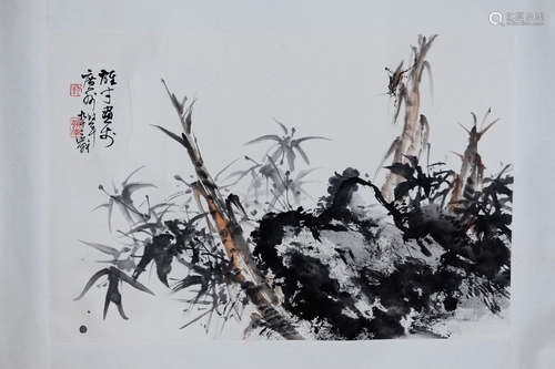 LI XIONGCAI: INK AND COLOR ON PAPER PAINTING 'BAMBOO SHOOTS'