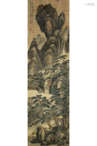 DAI XI: INK AND COLOR ON SILK PAINTING 'LANDSCAPE SCENERY'