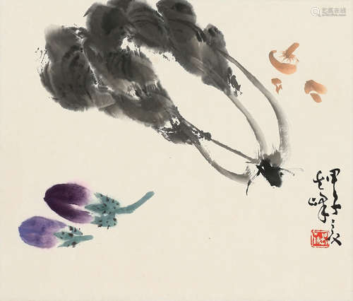 SUN QIFENG: INK AND COLOR ON PAPER PAINTING 'VEGETABLES'