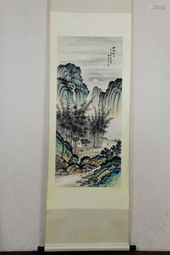 YUAN SONGNIAN: INK AND COLOR ON PAPER PAINTING 'LANDSCAPE SCENERY'