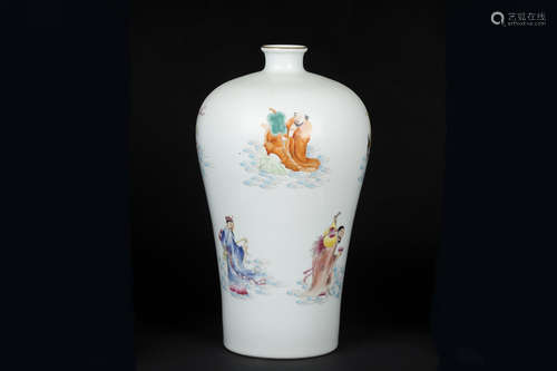 FAMILLE ROSE 'EIGHT IMMORTALS' VASE, MEIPING