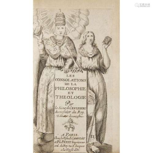 BABY. LA CONSOLATION DE LA PHILOSOPHIE, translated from Latin by Sieur de Ceriziers, chaplain to the King. Twelfth Edition- The Consolation of Theology. Paris, widow Jean Camuzat and Pierre Le Petit, 1647. In-12, vellum, manuscript titles on the back