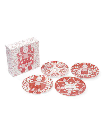Kaws - Ceramic Plates (Red - A Set of Four)