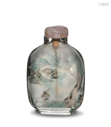 Chi. Inside-Painted Snuff Bottle by Huang Xiaofeng黃曉峰 內畫山水圖鼻煙壺