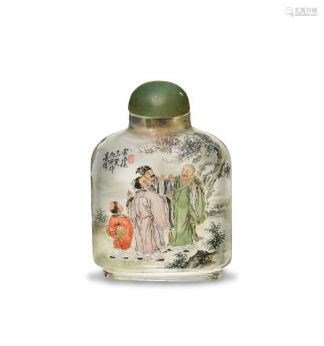 Chinese Inside-Painted Peking Glass Snuff Bottle內畫風塵三俠鼻煙壺