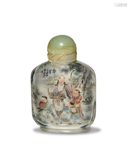 Chinese Inside-Painted Snuff Bottle, Republic民國 內畫八物鼻煙壺