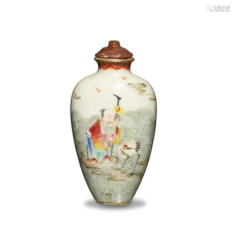 Chinese Famille Rose Snuff Bottle, Qianlong清乾隆 粉彩三星鼻煙壺