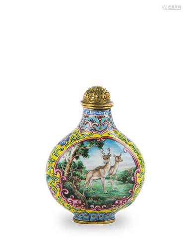 Chinese Enameled Snuff Bottle, Possibly Qianlong銅胎畫琺瑯鼻煙壺 可能乾隆時期