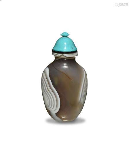 Chinese Agate Snuff Bottle, 18-19th Century十八/十九世紀 瑪瑙巧色鼻煙壺