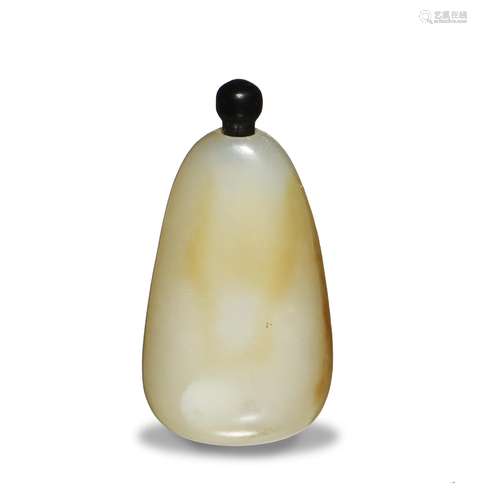 Chinese White Jade Snuff Bottle, 18-19th Century十八/十九世紀 白玉隨型鼻煙壺