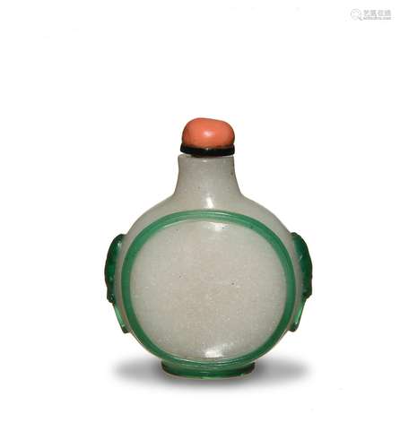 Chinese Peking Glass Snuff Bottle, 18th Century十八世紀 料器綠鼻煙壺