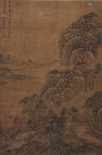 Scroll Painting of Landscape, Xu Fang (1622-1694)徐枋 山水立軸