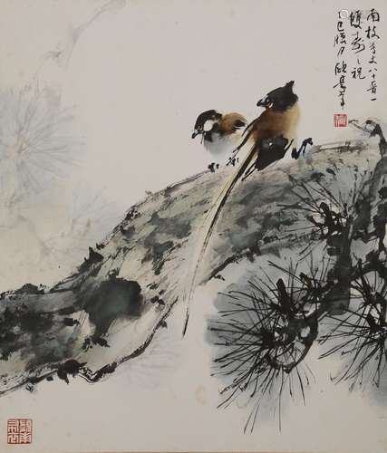 Painting of Birds & Flowers, Ou Haonian (b. 1935)歐豪年 花鳥鏡片