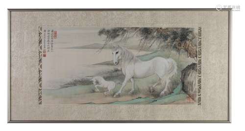 Chinese Painting of Horses by Zeng Houxi曾後希 喬治上款松馬圖