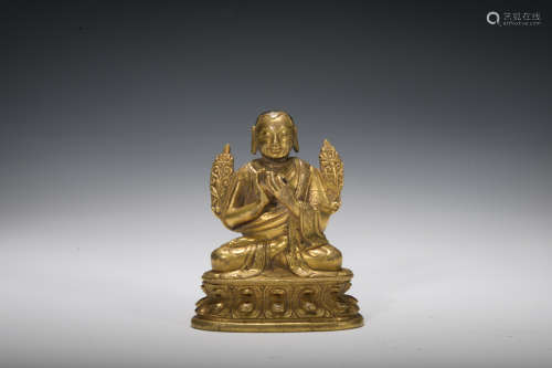 Qing dynasty gilt bronze statue of  Tsongkhapa