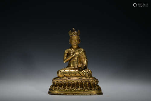 Qing dynasty gilt bronze statue of Karmapa