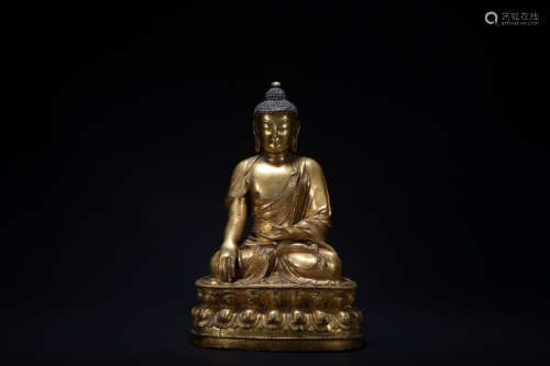 Ming dynasty gilt bronze statue of shakyamuni