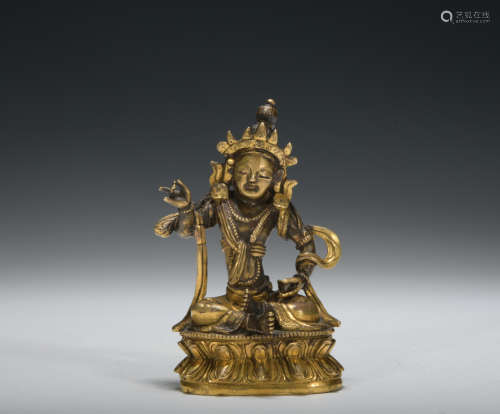 Qing dynasty gilt bronze statue of Bhodisattva