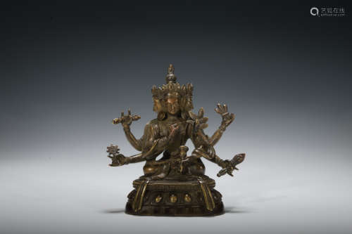 Qing dynasty Qianlong period bronze statue of Chakrasamvara